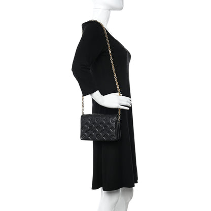 Louis Vuitton Lambskin Embossed Monogram Pochette Coussin Black 2 of 9