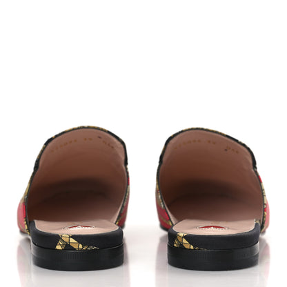 Gucci Twill Flora Womens Princetown Slippers 39 Red Black 5 of 8