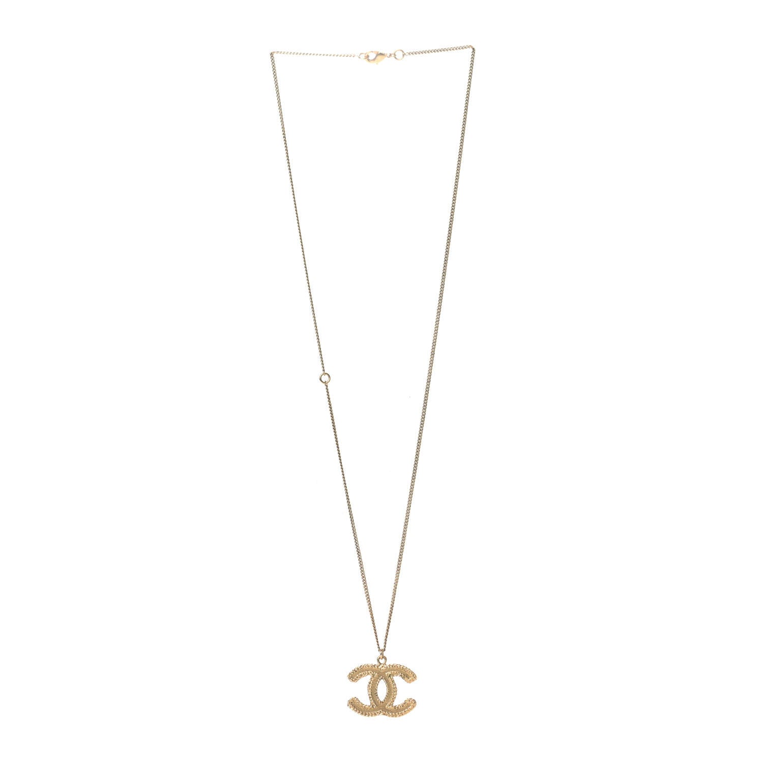 Chanel CC Necklace Matte Gold 2 of 3