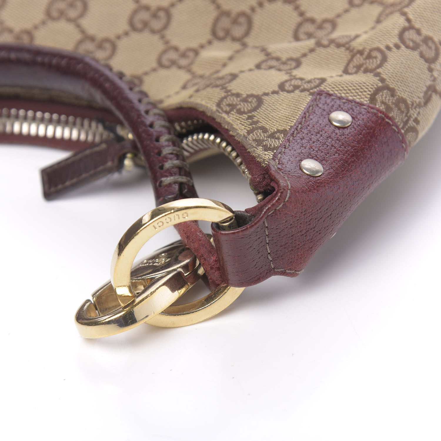 Gucci Monogram Classic Ring Hobo Burgundy 9 of 15