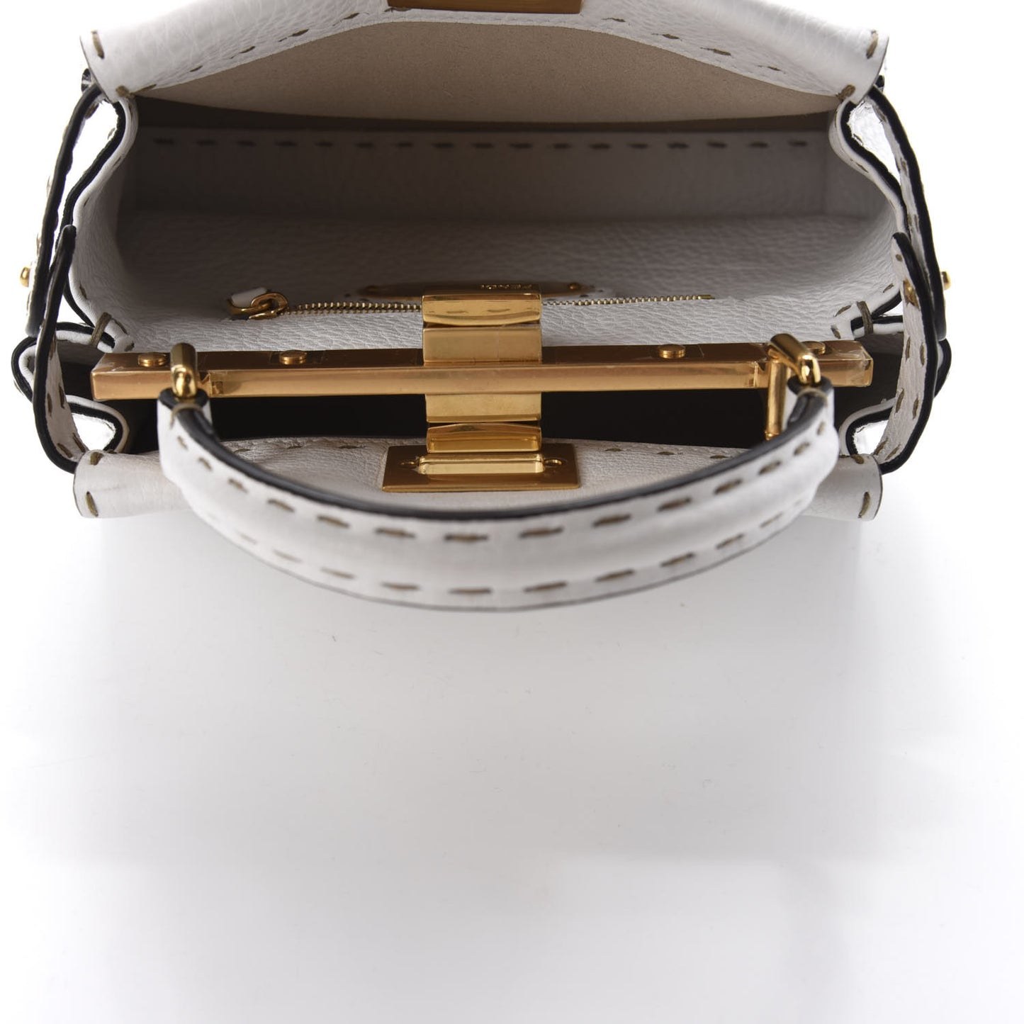 Cuoio Romano Selleria Mini Peekaboo Iconic Satchel White