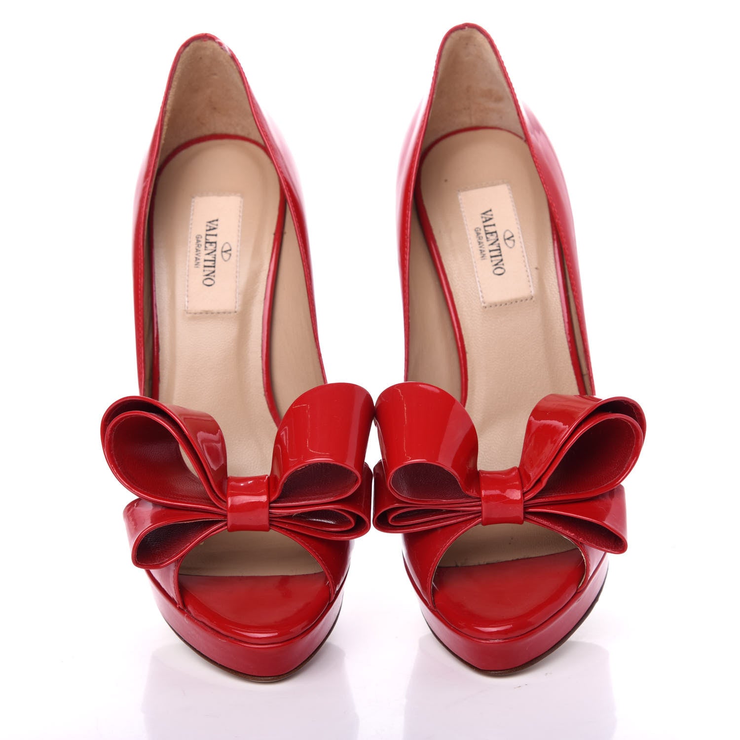 Valentino Garavani Patent Couture Bow Peep Toe 30/125mm Platform Pumps 36.5 Rosso Valentino 5 of 11