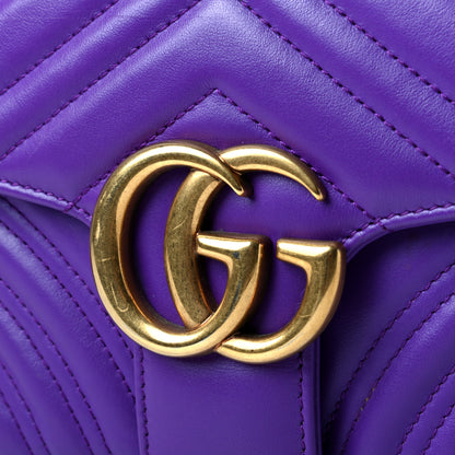 Gucci Calfskin Matelasse Sylvie Web Small GG Marmont Top Handle Shoulder Bag Shine Purple 6 of 8