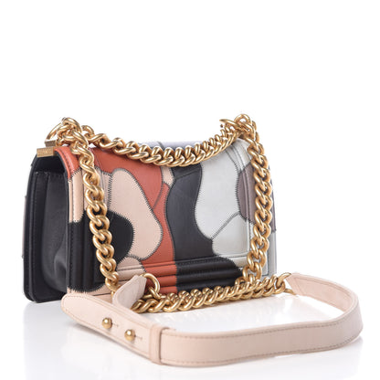 Chanel Lambskin Suede Patchwork Small Act I Camellia Boy Flap Charcoal Brown Pink 3 of 15