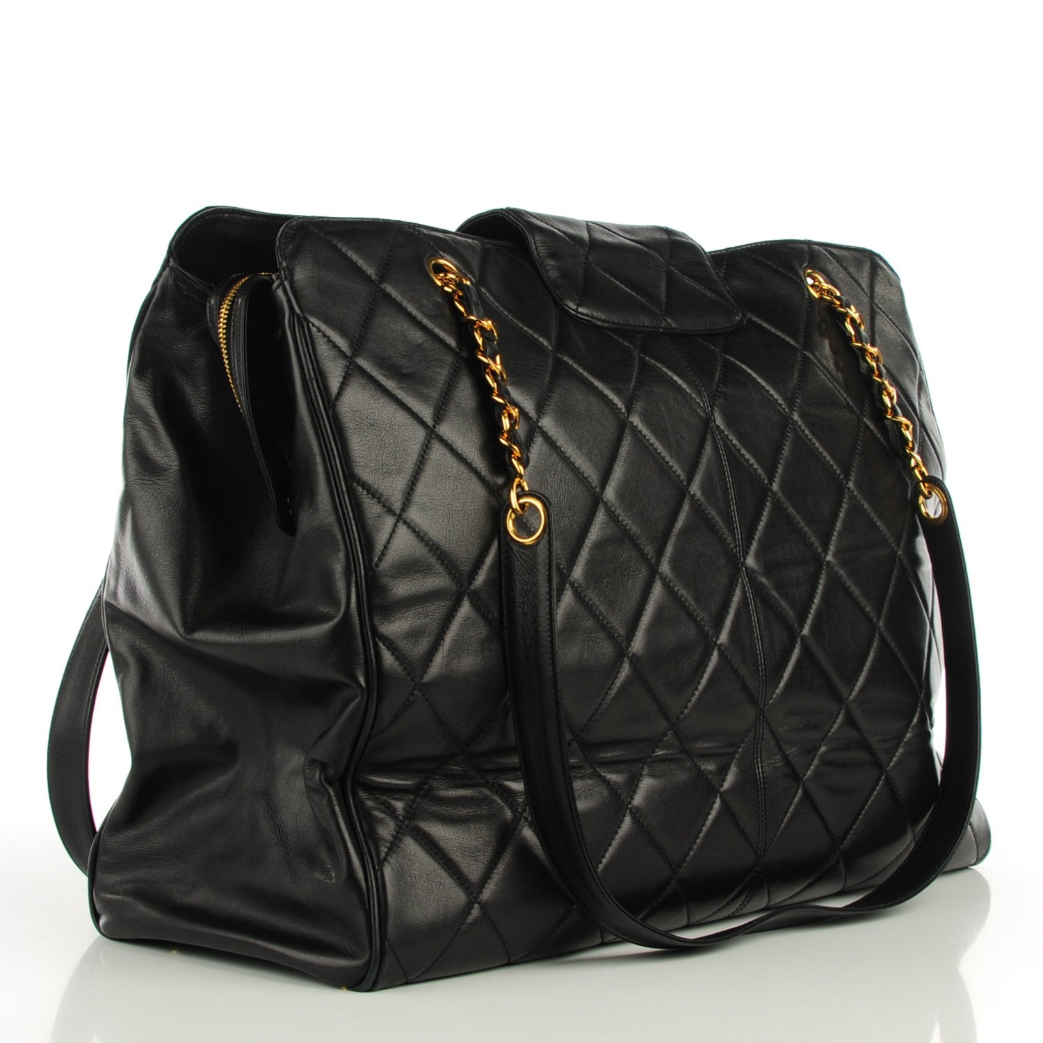 Chanel Lambskin Quilted Weekender Shoulder Bag Black 3 of 7