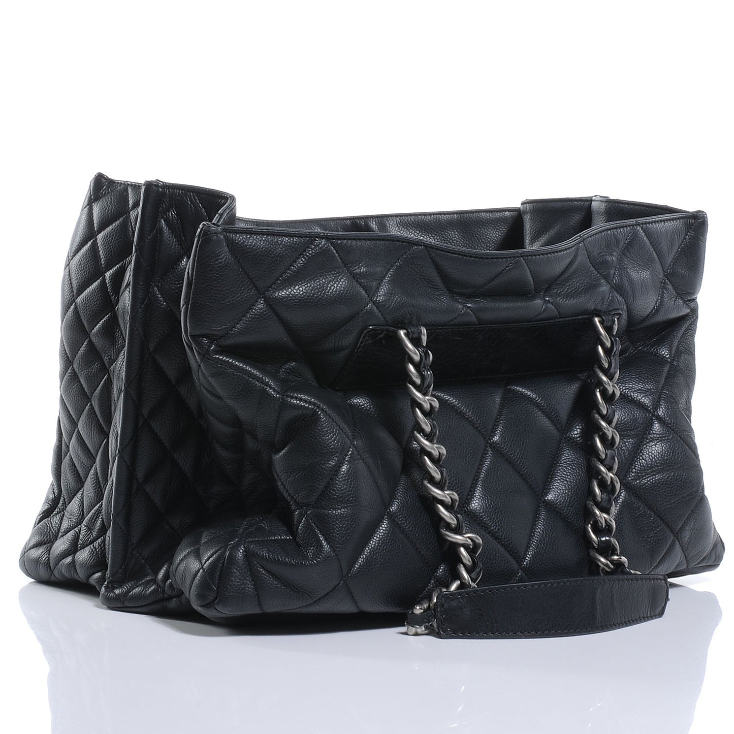 Caviar Quilted Coco Casual Tote Black