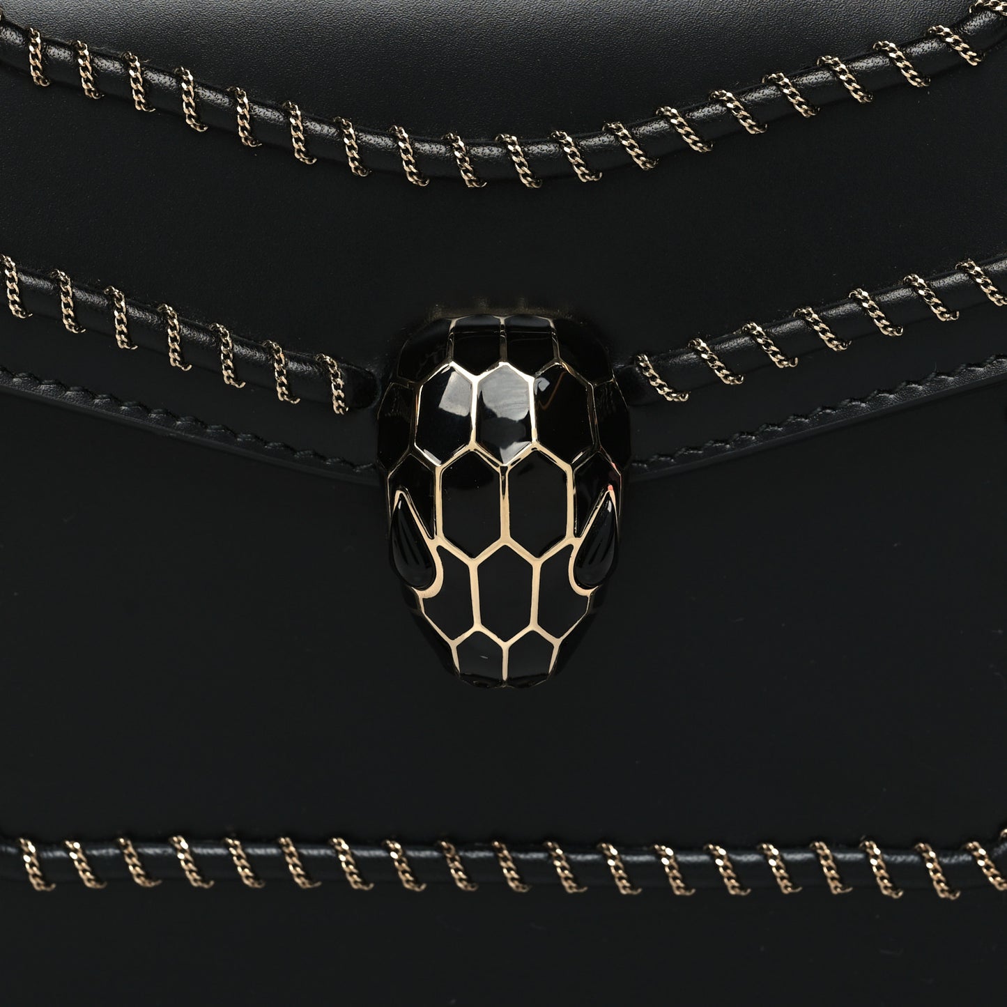 Calfskin Woven Chain Serpenti Forever Crossbody Bag Black