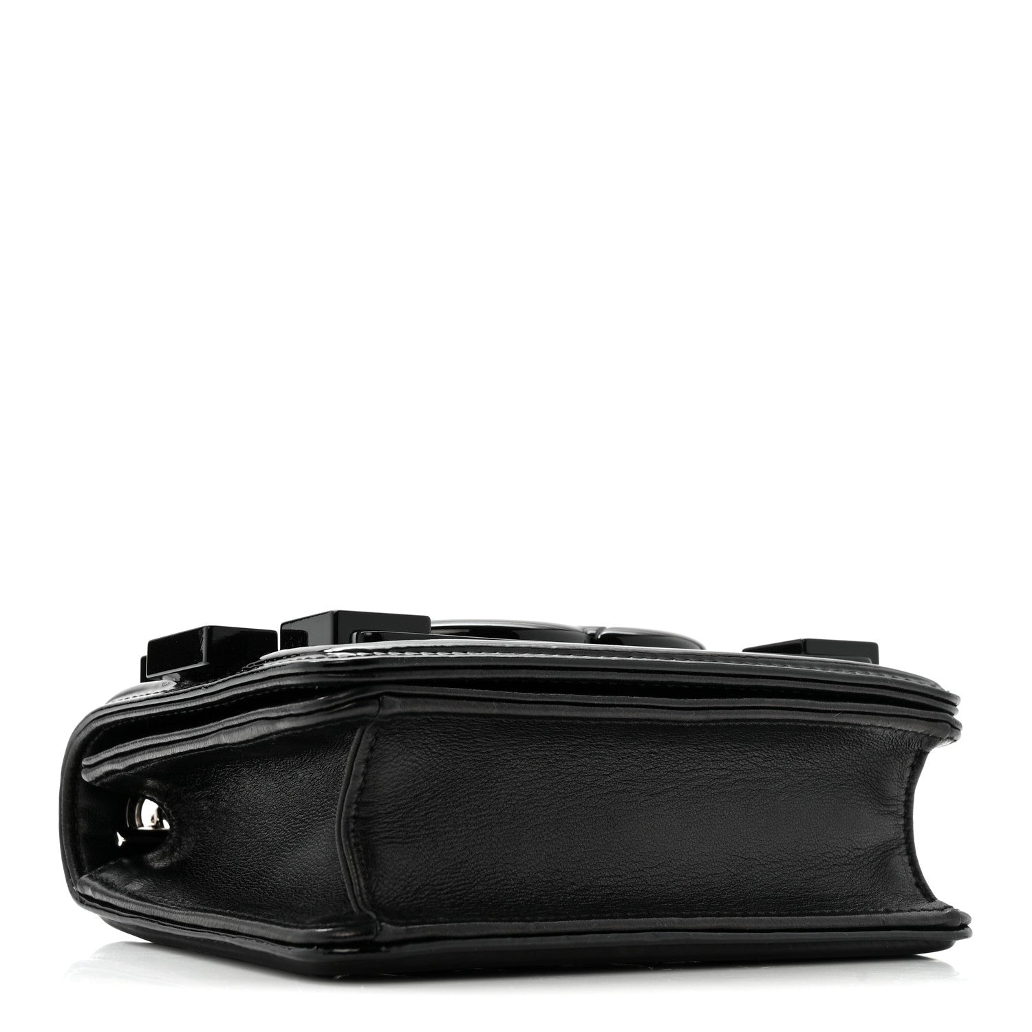 Chanel Plexiglass Patent Mini Striped Boy Brick Flap Black White 4 of 13