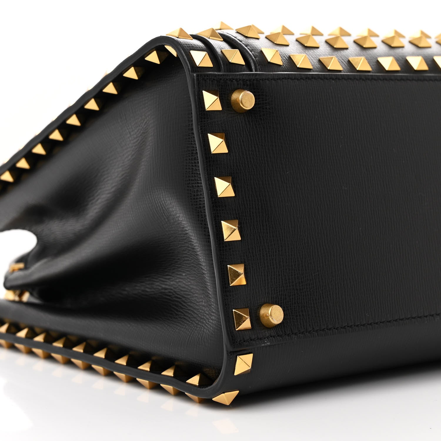 Valentino Garavani Grainy Calfskin Medium Rockstud Allover Alcove Top Handle Tote Bag Black 9 of 11