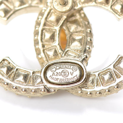 Chanel Crystal Timeless CC Earrings Light Gold 4 of 4