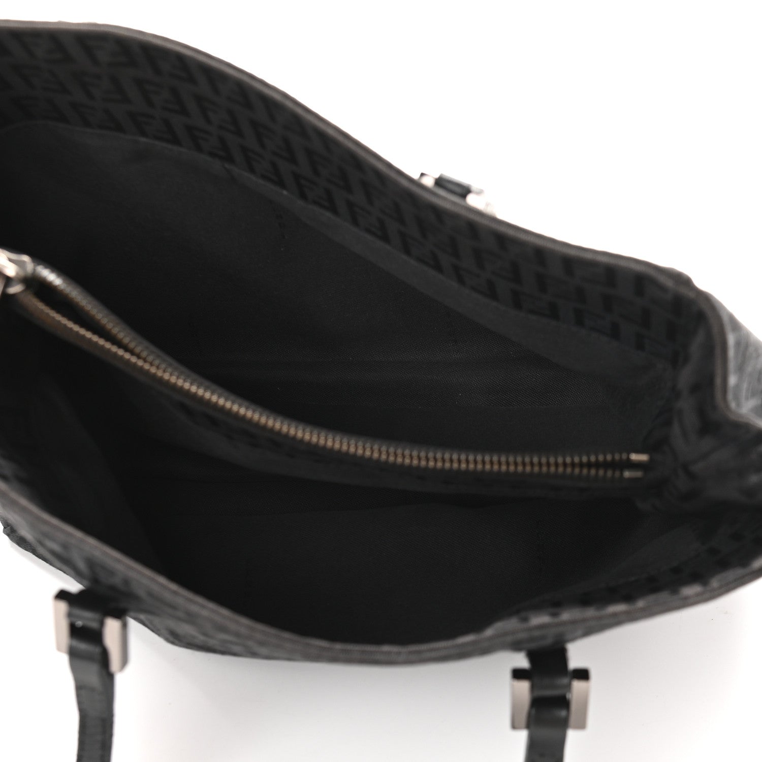 Fendi Zucchino Vitello Shoulder Tote Black 4 of 7