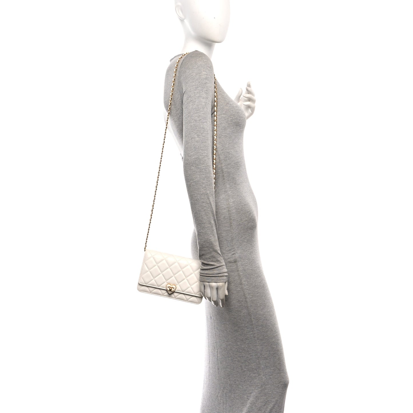Lambskin Plexiglass Quilted Coco Love Wallet On Chain WOC White