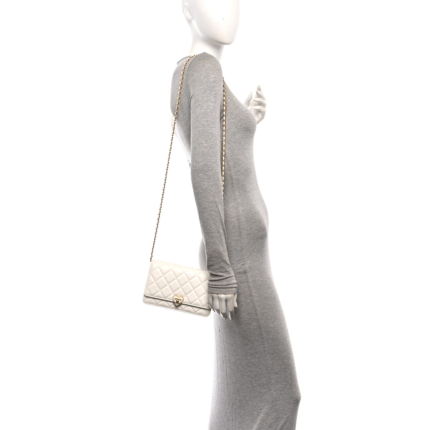 Chanel Lambskin Plexiglass Quilted Coco Love Wallet On Chain WOC White 2 of 13