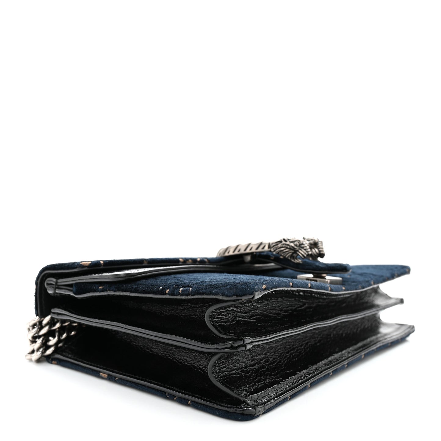 Velvet Skipper GG Monogram Small Dionysus Shoulder Bag Blue Beige Black