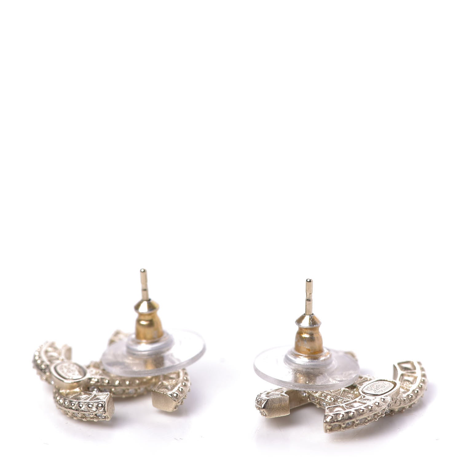 Chanel Crystal Timeless CC Earrings Light Gold 2 of 4