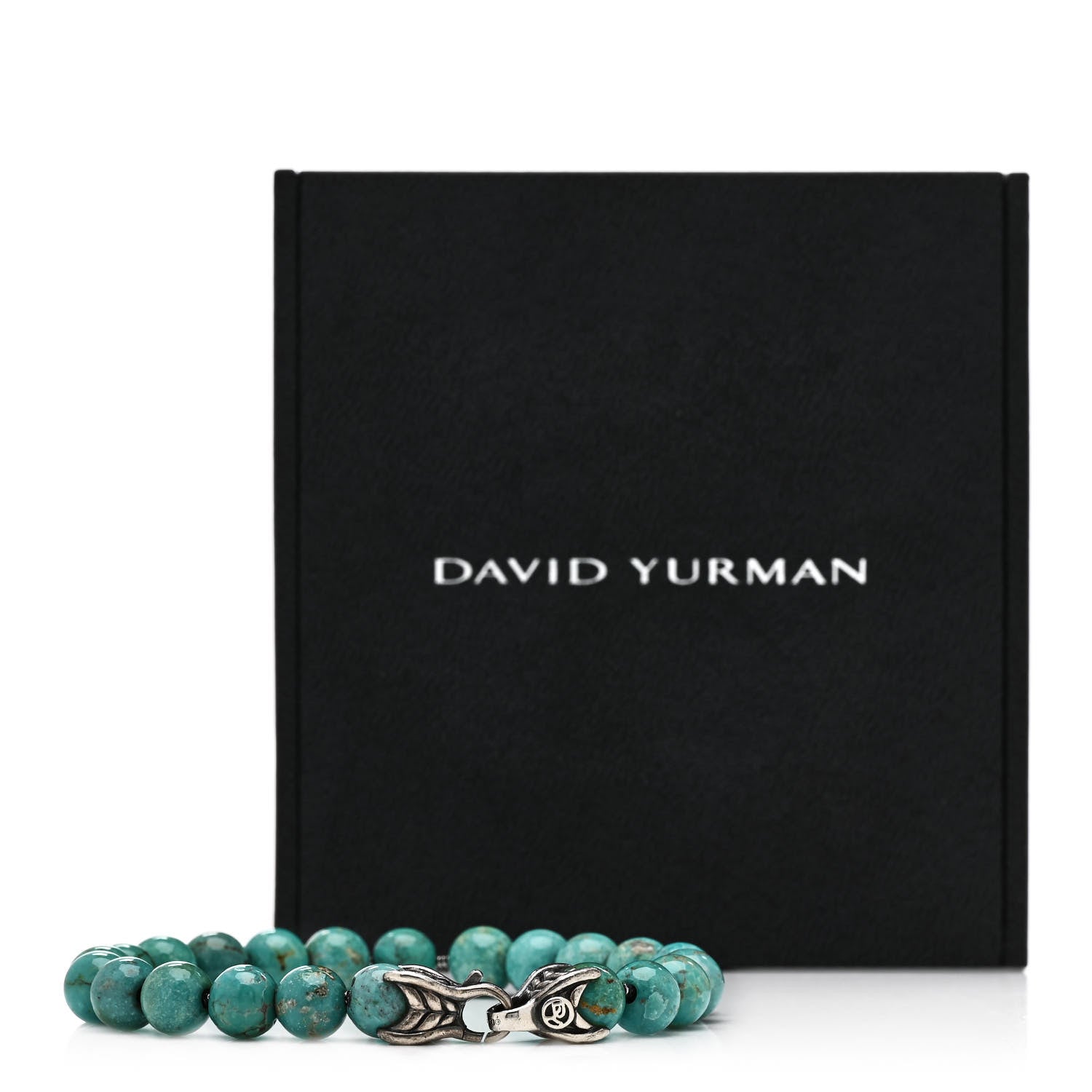 David Yurman Sterling Silver Turquoise 8mm Spiritual Beads Bracelet 4 of 4