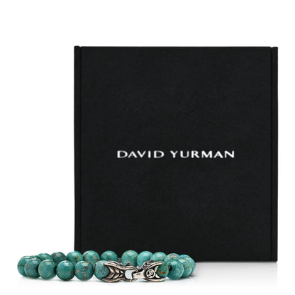 David Yurman Sterling Silver Turquoise 8mm Spiritual Beads Bracelet 4 of 4