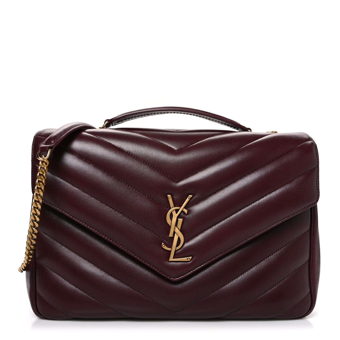 Lambskin Chevron Quilted Large Loulou Rouge Cabernet