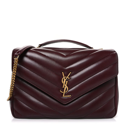 Saint Laurent Lambskin Chevron Quilted Large Loulou Rouge Cabernet 1 of 11