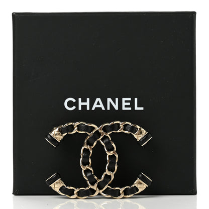Chanel Lambskin Chain CC Brooch Black Gold 5 of 5