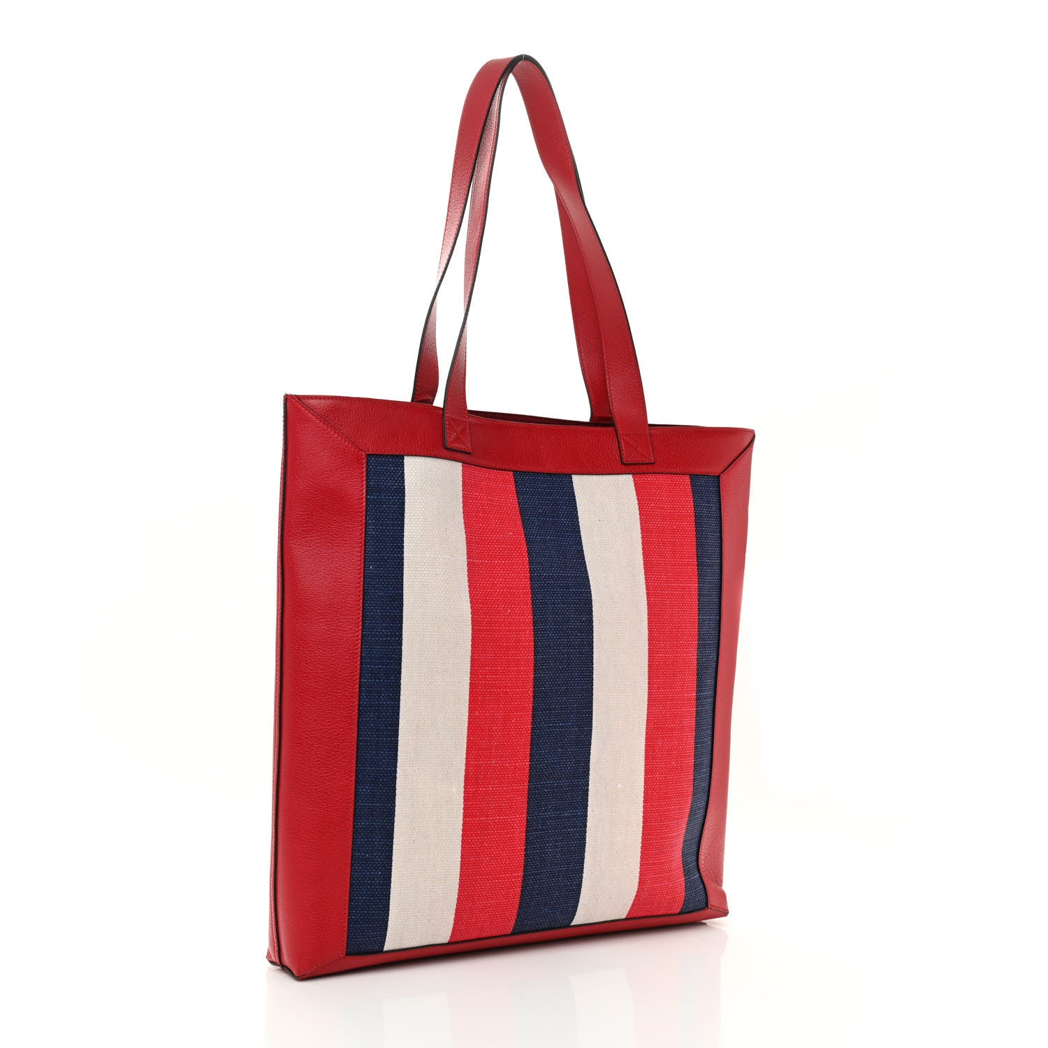 Gucci Canvas Calfskin Sylvie Stripe Logo Mens Tote Red White Blue 3 of 10