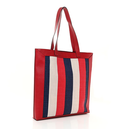 Gucci Canvas Calfskin Sylvie Stripe Logo Mens Tote Red White Blue 3 of 10