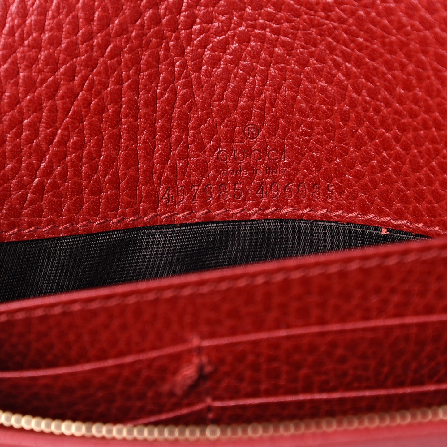 Dollar Calfskin Mini GG Marmont Chain Wallet Hibiscus Red