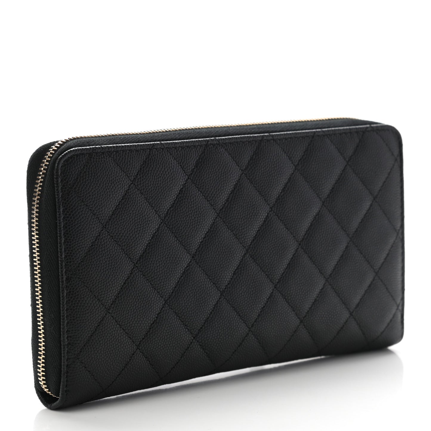 Caviar Quilted Large Zip Around Organizer Wallet Black