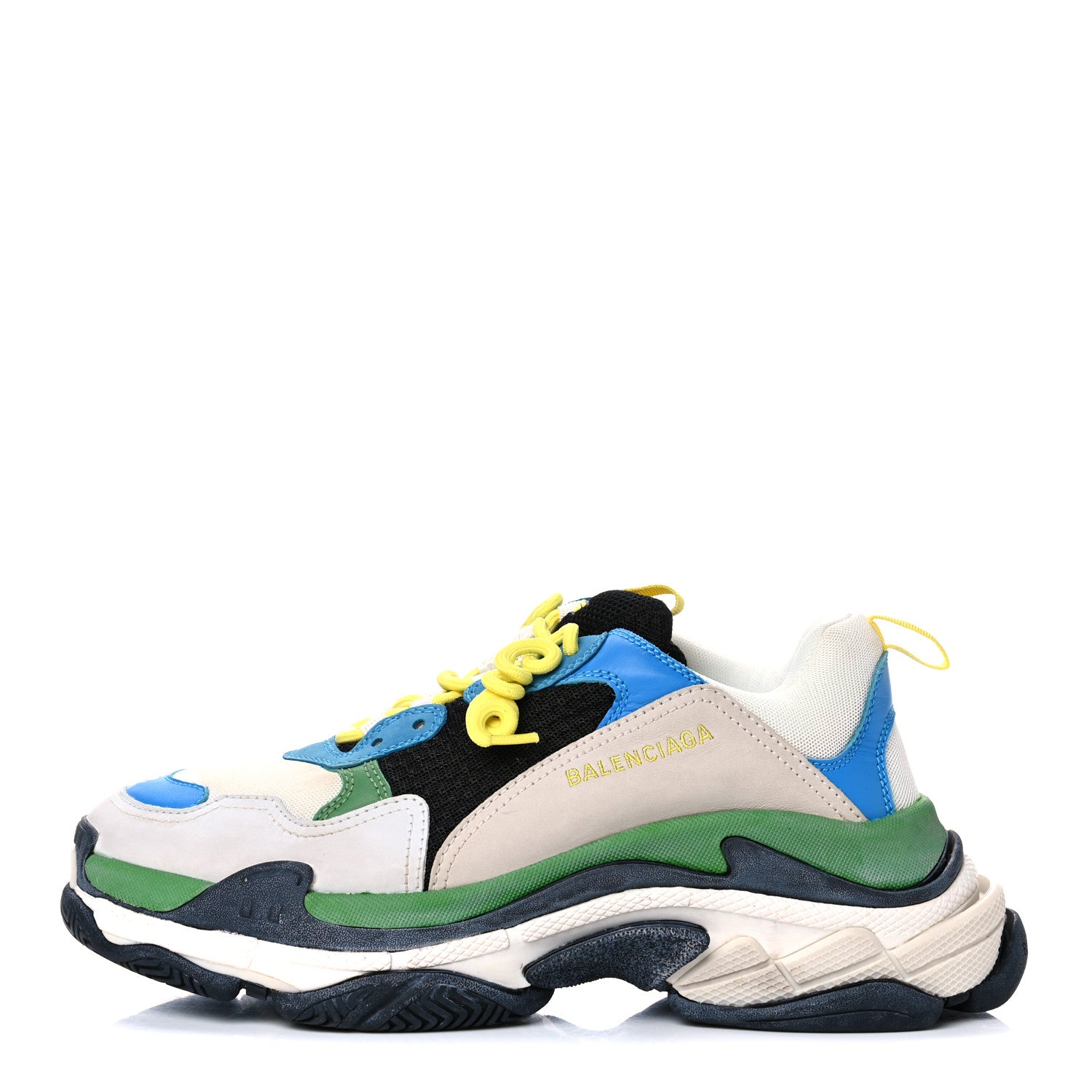 Balenciaga Fabric Mesh Nappa Mens Triple S Sneakers 43 Bleu White Vert Jaune 1 of 17