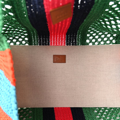 Gucci Raffia Web Woven Medium Interlocking G Tote Green 5 of 10