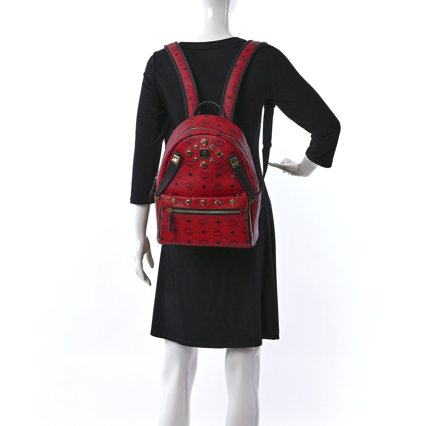 Visetos Studded Small Dual Stark Backpack Ruby Red