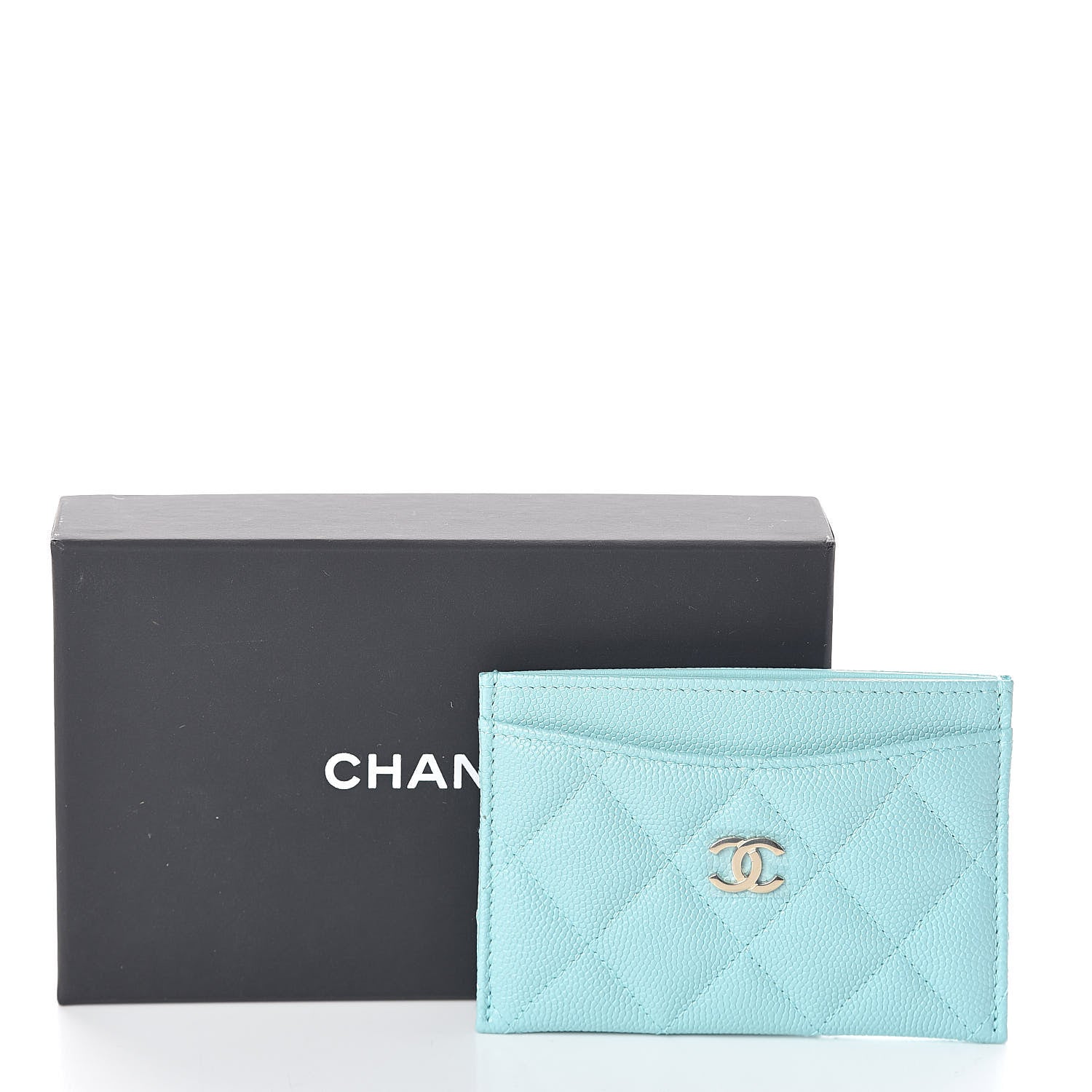 Chanel Caviar Quilted Card Holder Light Blue 9 of 9