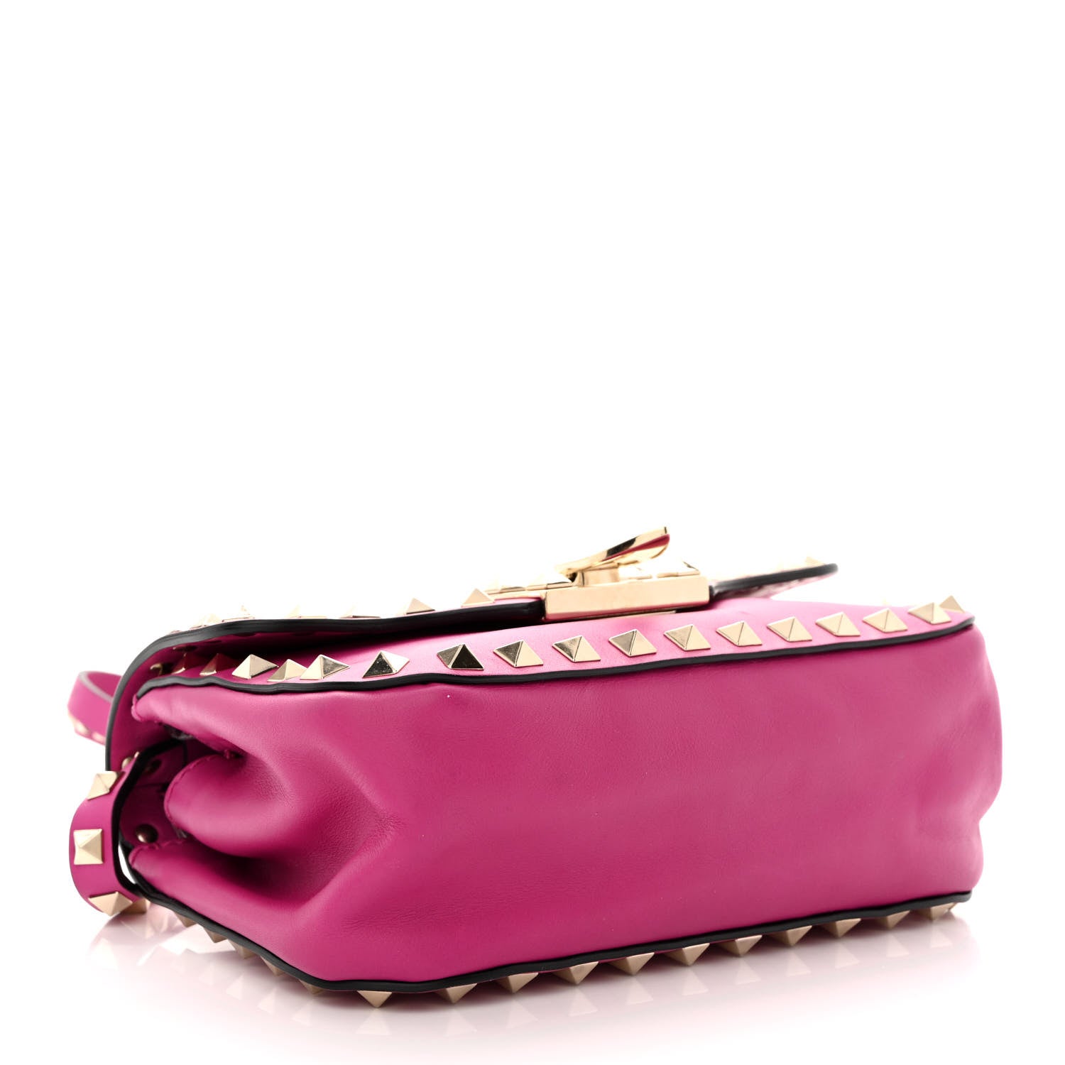 Valentino Garavani Vitello Mini Rockstud Flap Saddle Crossbody Bag Fuxia 4 of 12