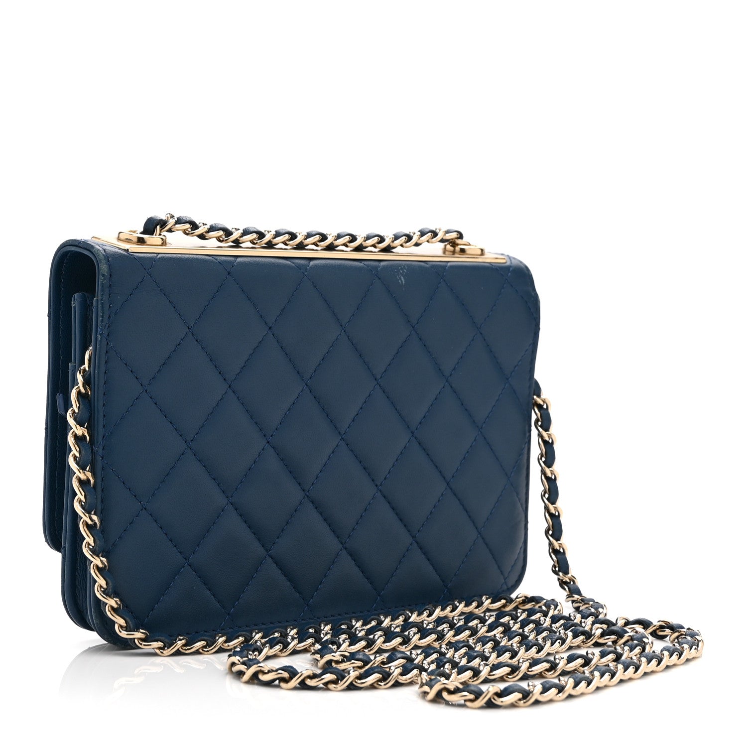 Chanel Lambskin Quilted Trendy CC Wallet On Chain WOC Blue 3 of 14