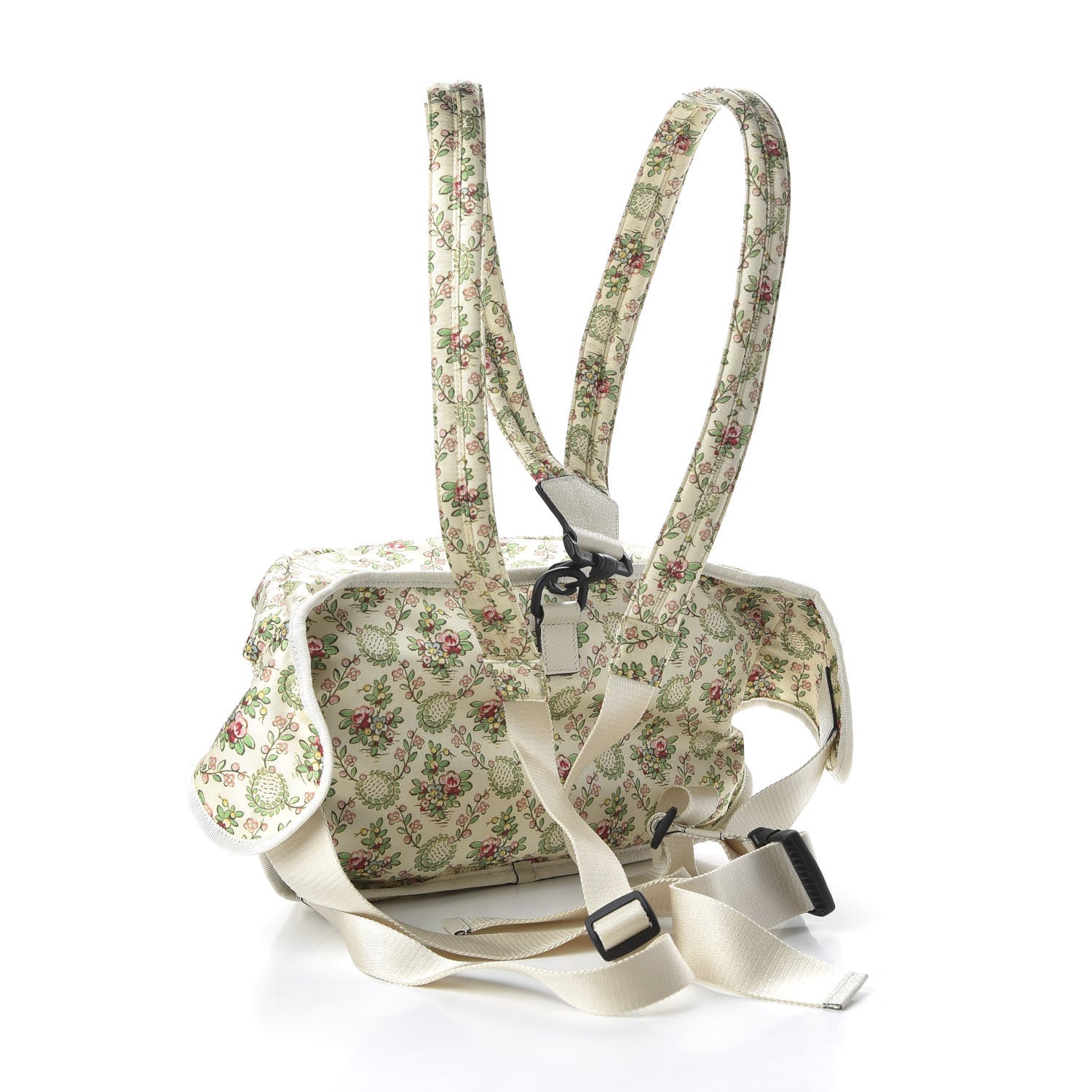 Gucci X MLB Satin Floral Print NY Yankees Patch Convertible Belt Bag Ivory Green 3 of 8