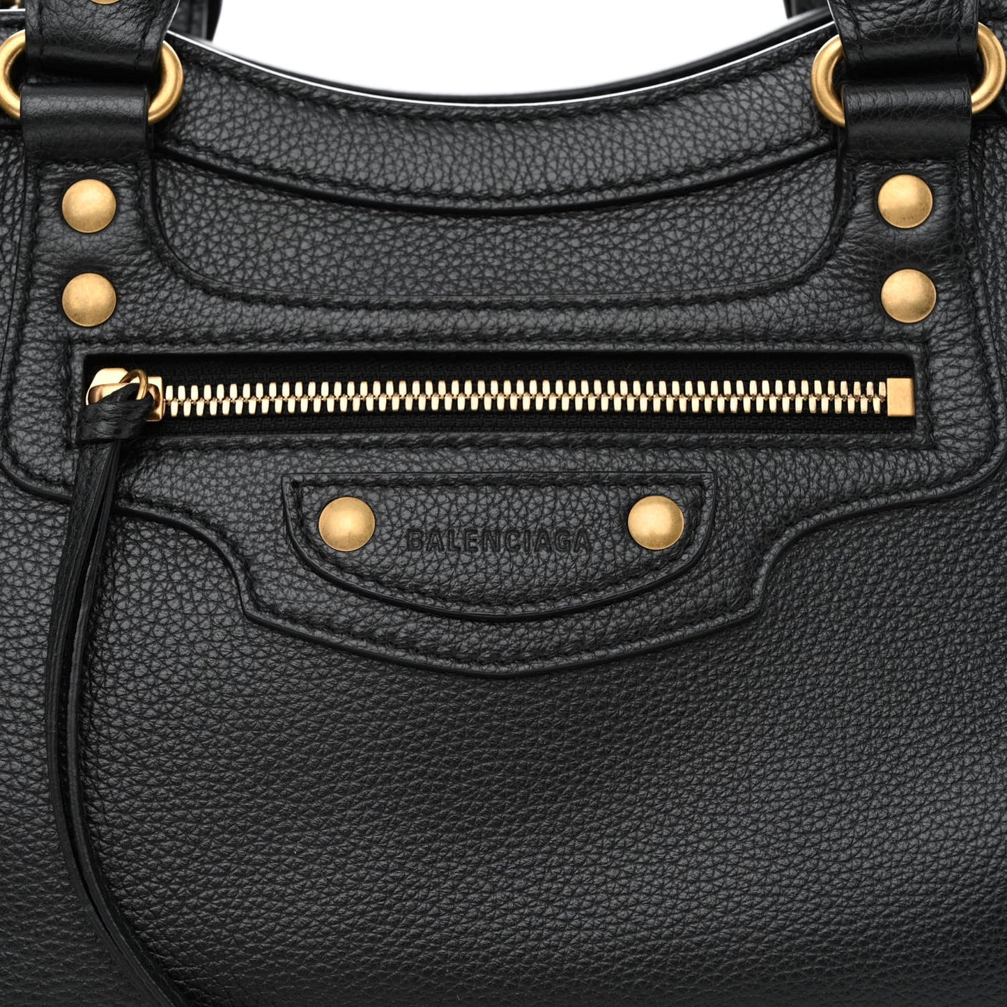 Grained Calfskin Neo Classic Gold Hardware S City Black