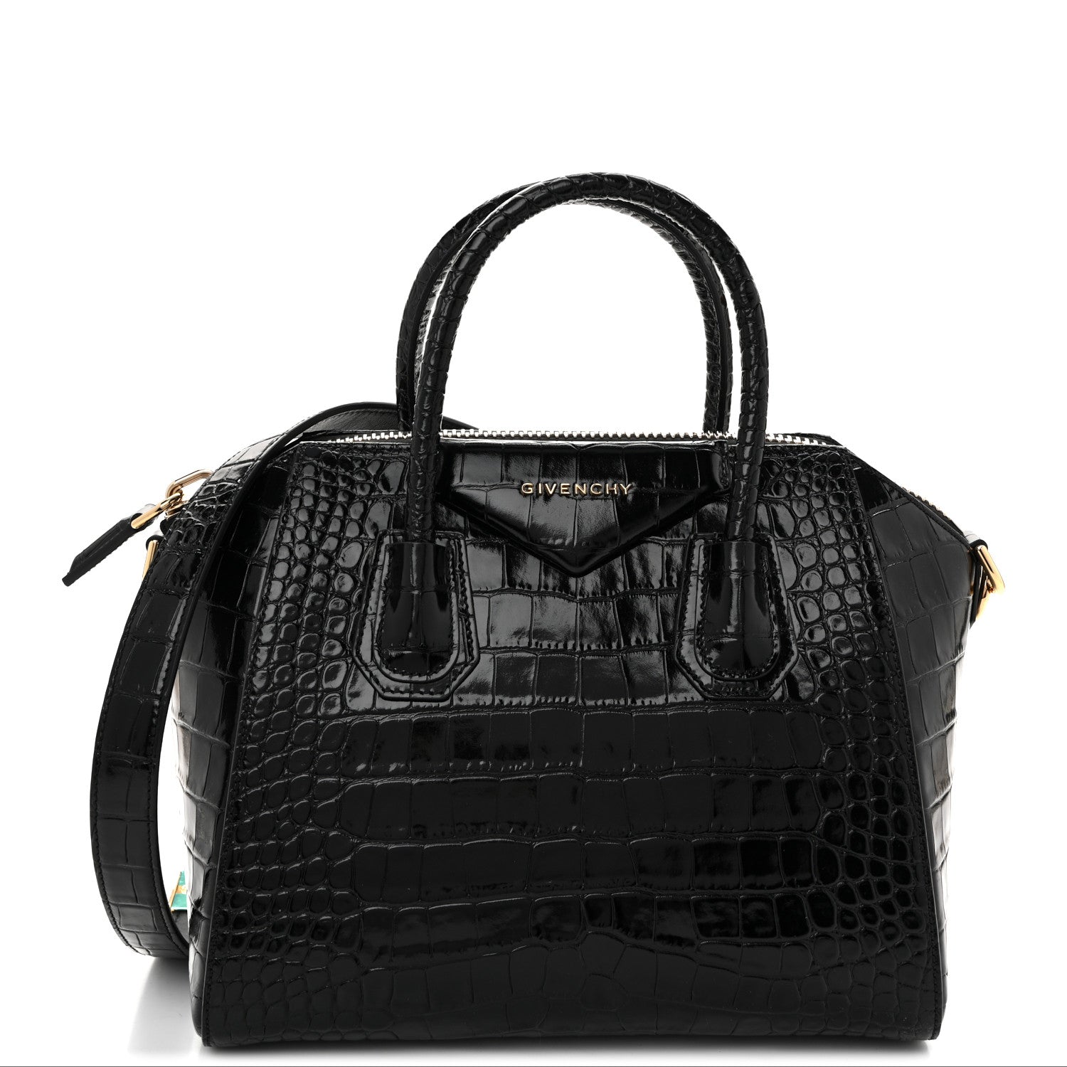 Givenchy Calfskin Crocodile Embossed Small Antigona Black 1 of 12