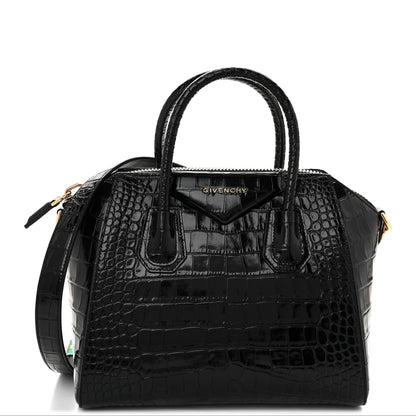 Givenchy Calfskin Crocodile Embossed Small Antigona Black 1 of 12