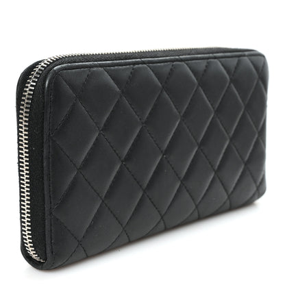 Chanel Lambskin Quilted Large Gusset Zip Around Wallet Black 3 of 8