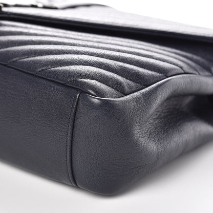 Saint Laurent Sheepskin Matelasse Chevron Monogram Large College Satchel Deep Marine 10 of 10
