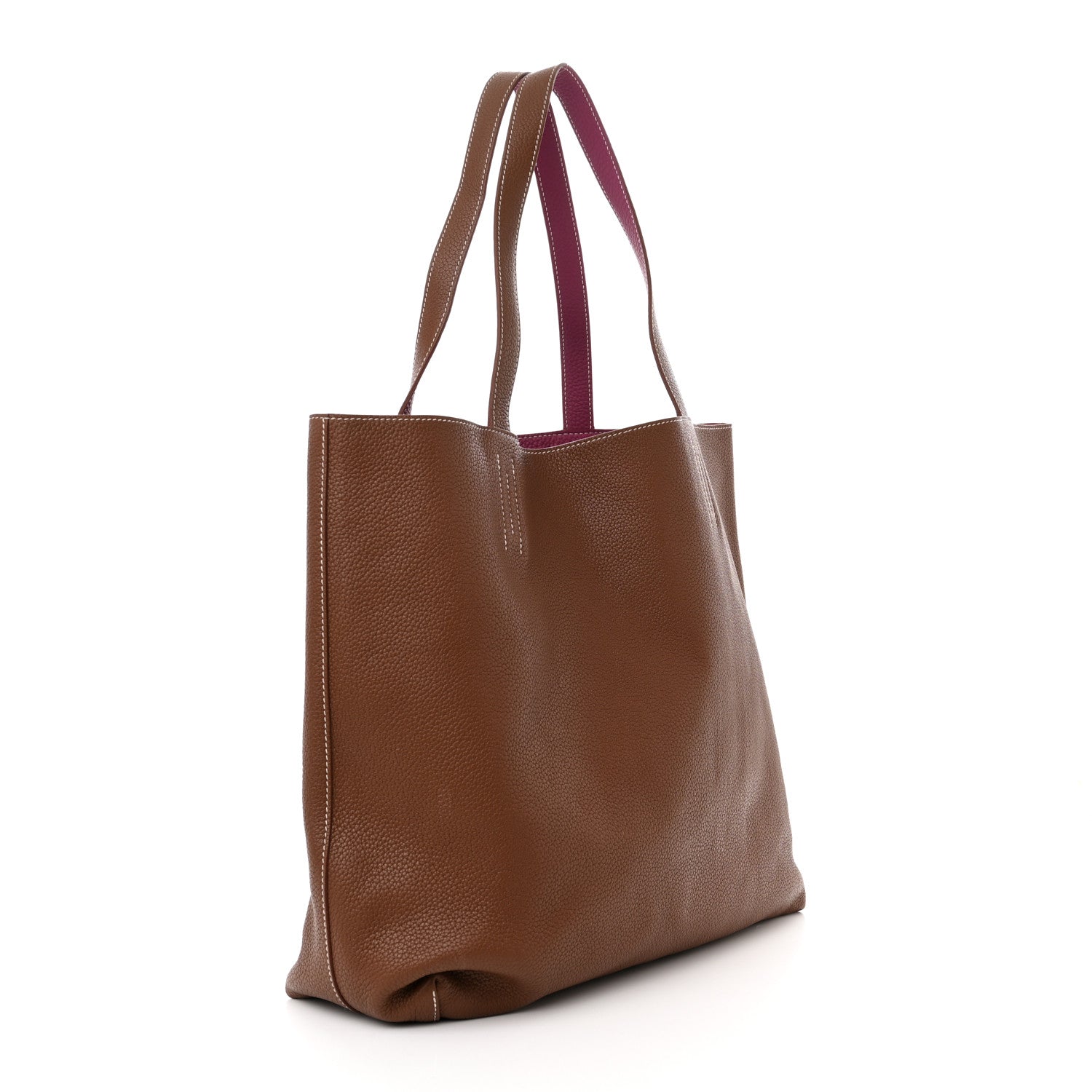 Hermes Taurillon Clemence Double Sens 45 Reversible Tote Marron D'Inde Tosca 5 of 16