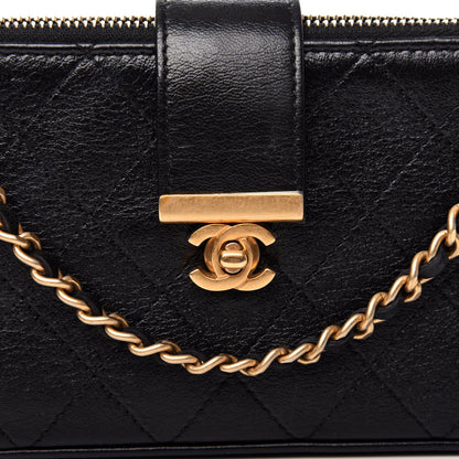 Chanel Goatskin Quilted CC Clutch With Chain Black 11 of 11