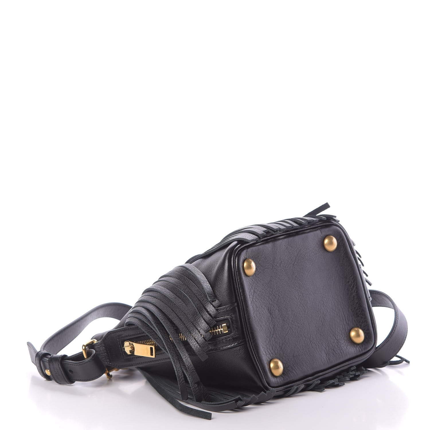 Saint Laurent Calfskin Small Emmanuelle Fringe Bucket Bag Black 5 of 11