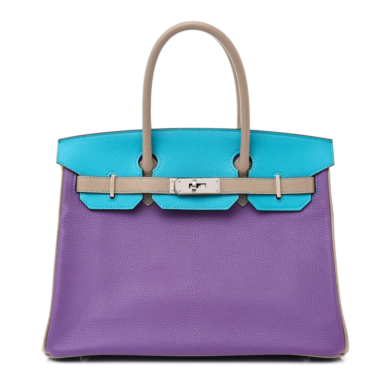 Chevre Horseshoe Birkin 30 Parme Bleu Azteque Etoupe