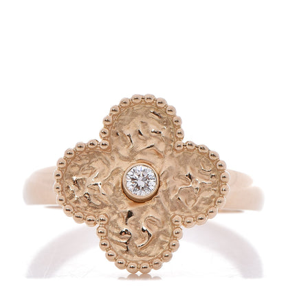 Van Cleef & Arpels 18K Yellow Gold Diamond Vintage Alhambra Ring 53 6.25 1 of 5