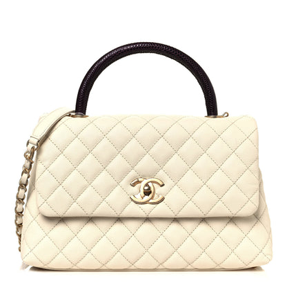 Chanel Caviar Lizard Quilted Small Coco Handle Flap Ivory 1 of 11