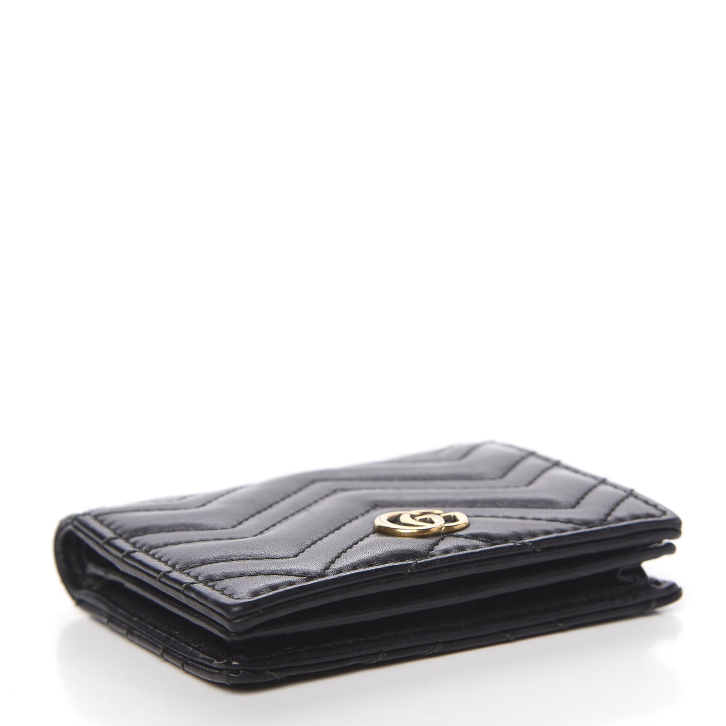 Calfskin Matelasse GG Marmont Card Case Black