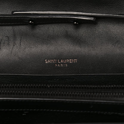 Saint Laurent Patent Matelasse Chevron Monogram Chain Wallet Black 5 of 18