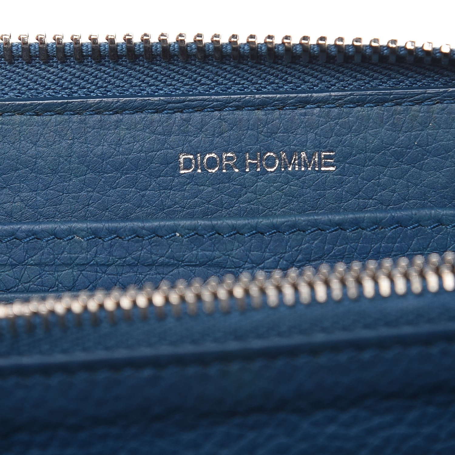Christian Dior HOMME Grained Calfskin Zip Around Wallet Blue 6 of 17
