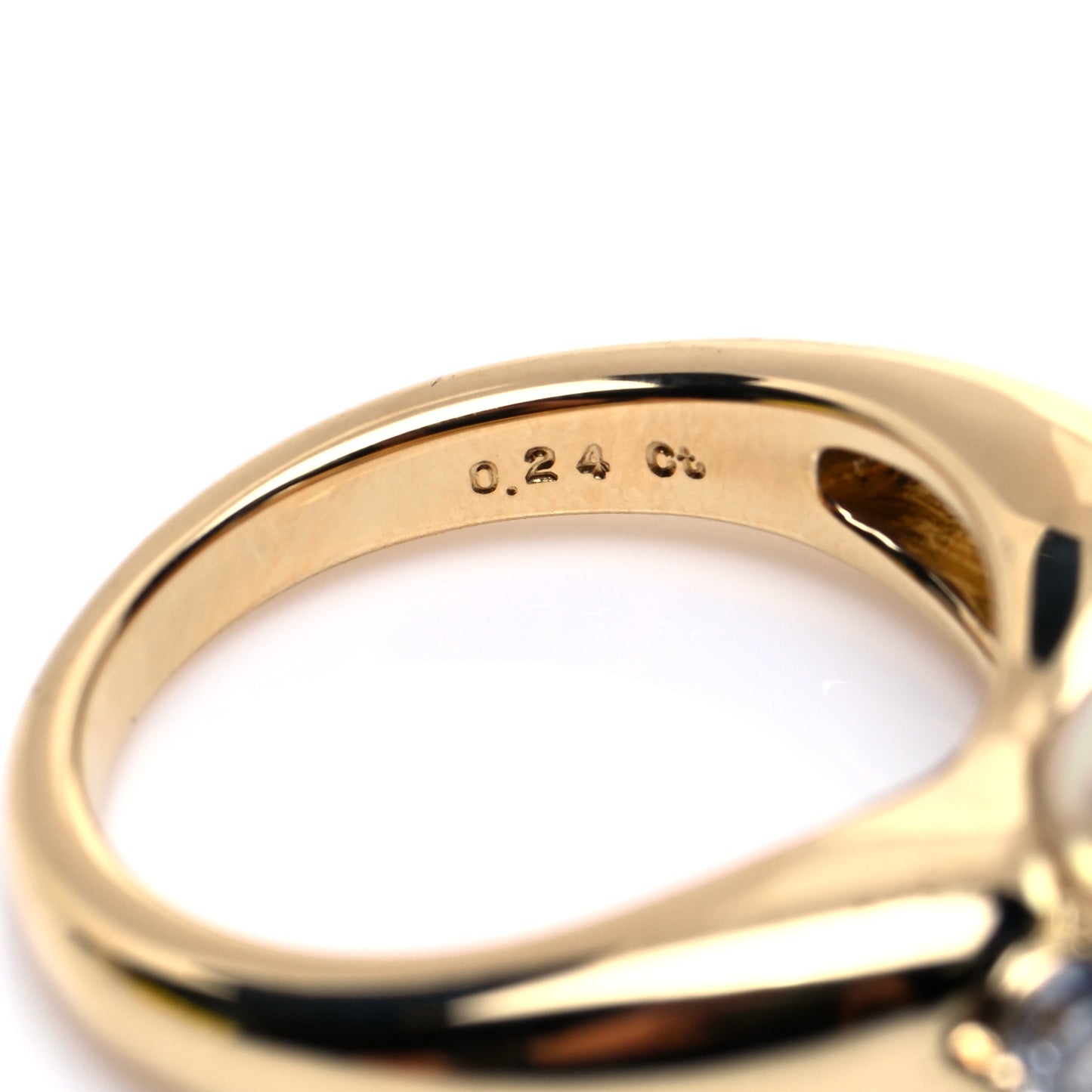 18K Yellow Gold Diamond Pearl 8mm Ring 52 6
